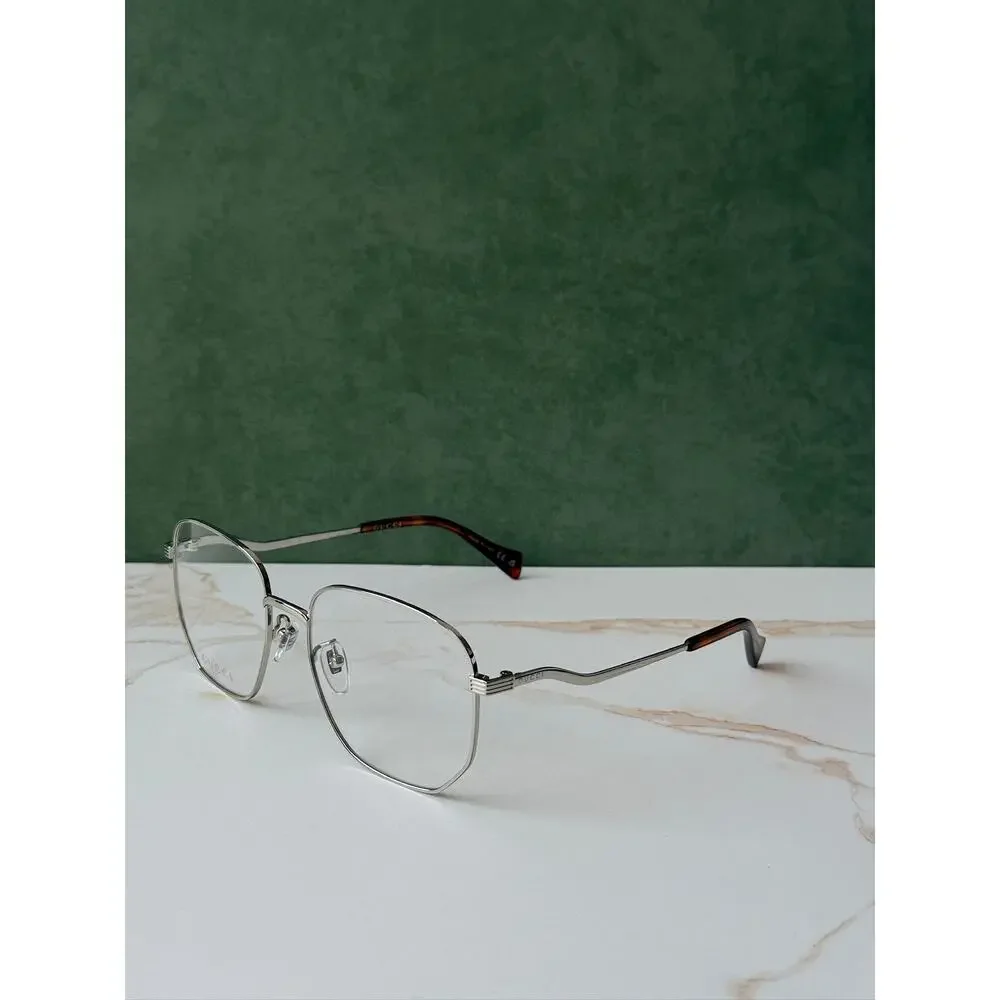 NEW Gucci GG0973O Silver Metal Oversized Square Frames